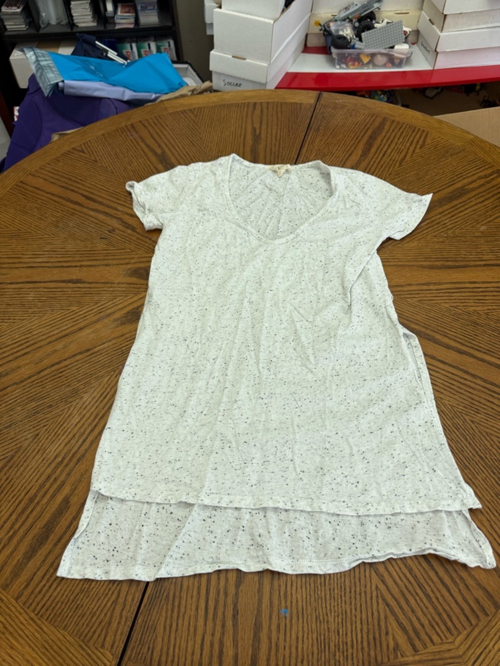 La Hearts White Speckled Short-Sleeve V-Neck Tunic